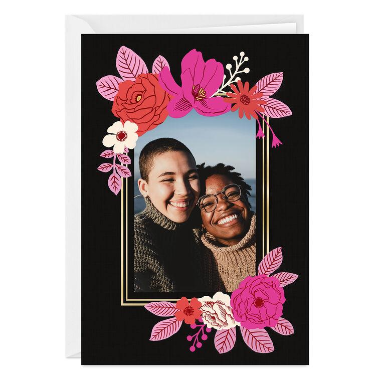 hallmark Pink Floral and Gold Frame Custom Card