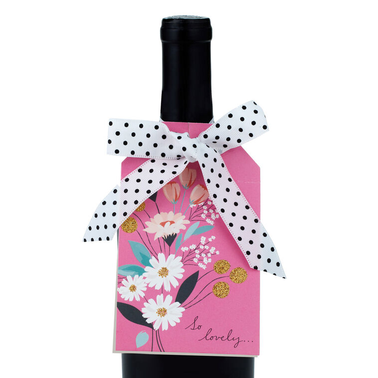 Hallmark Pink Floral Large Gift Tag And Ribbon Set