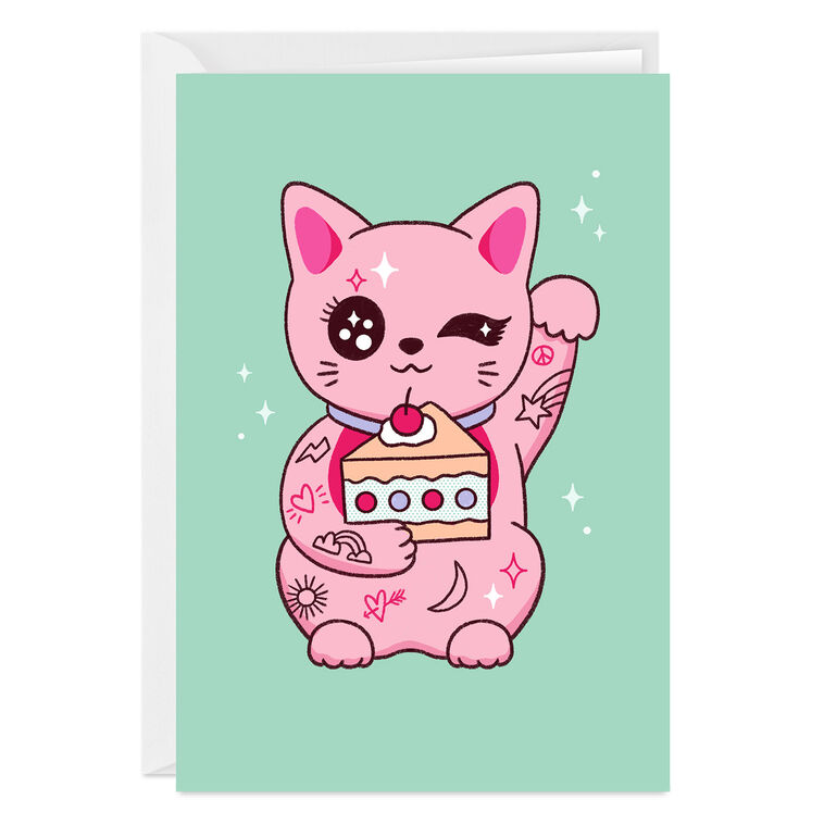 hallmark Pink Kawaii Cat Custom Card