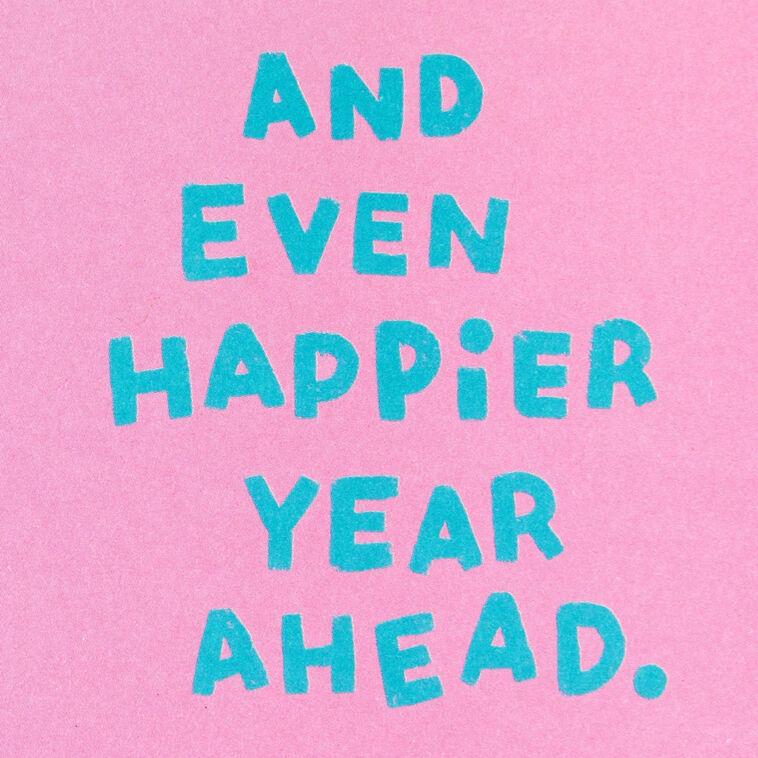 Hallmark Pink Letters On Teal Birthday Card