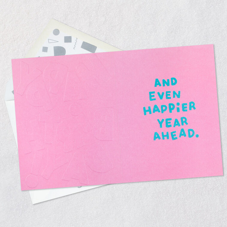 Hallmark Pink Letters On Teal Birthday Card