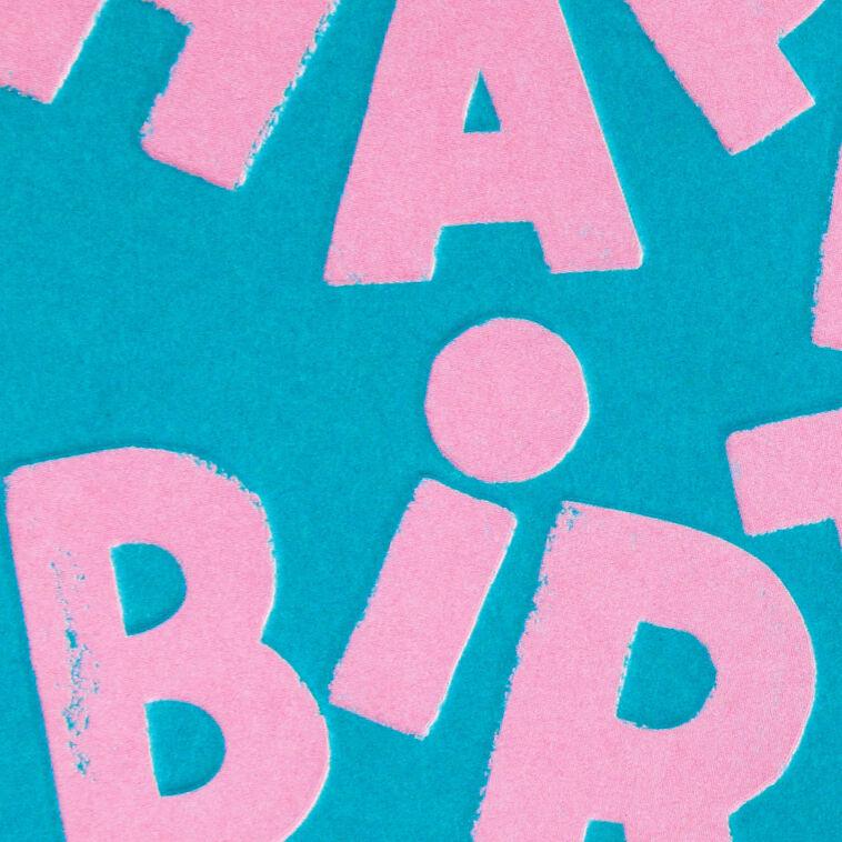 Hallmark Pink Letters On Teal Birthday Card