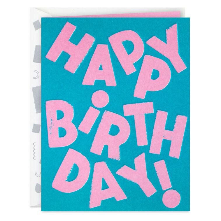 hallmark Pink Letters on Teal Birthday Card