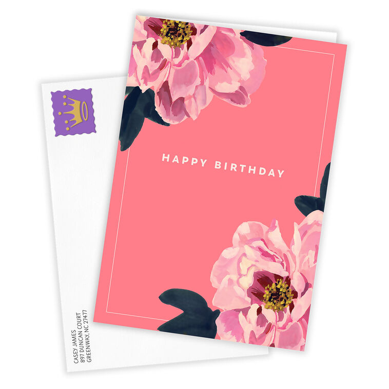 Hallmark Pink Peonies Custom Birthday Card