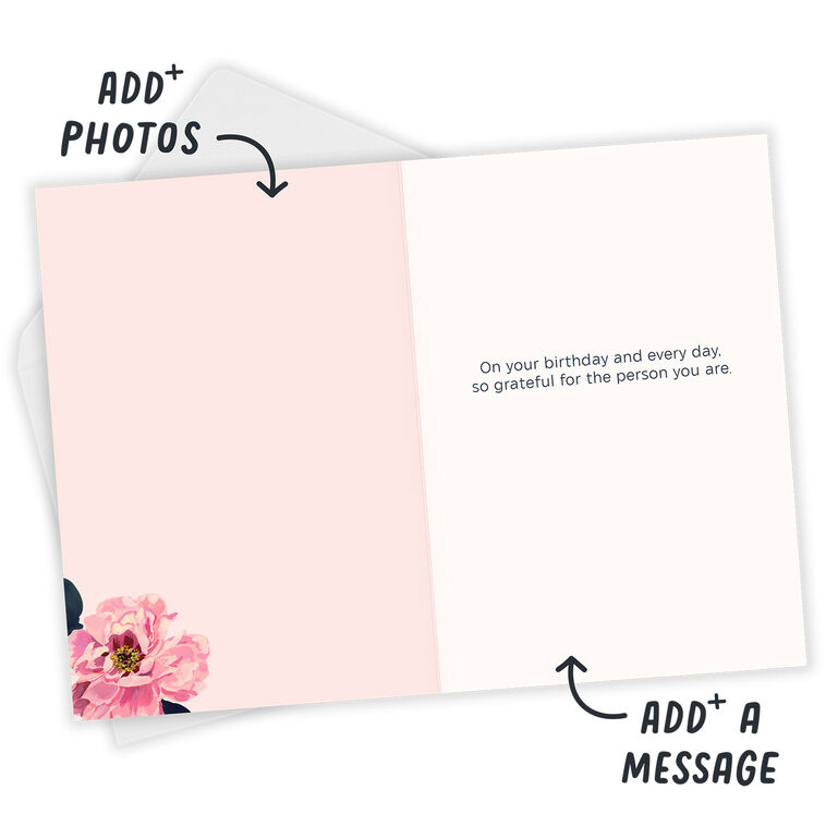 Hallmark Pink Peonies Custom Birthday Card