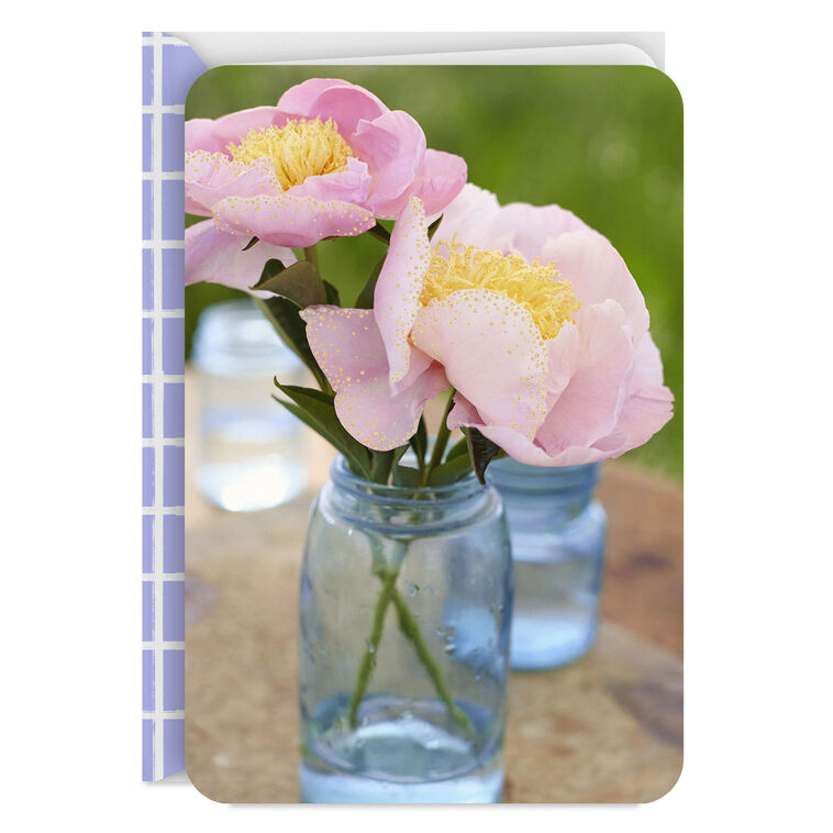 hallmark Pink Peonies in Blue Jar Blank Card