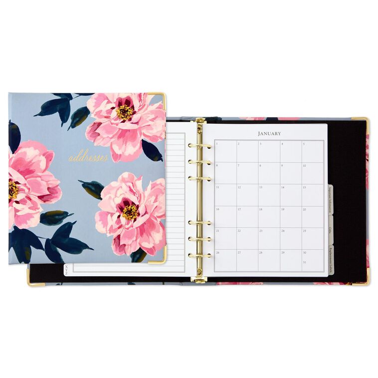 Hallmark Pink Peonies On Gray Address Book