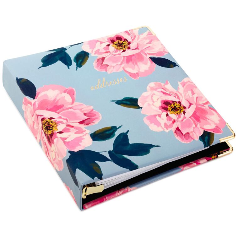 hallmark Pink Peonies on Gray Address Book