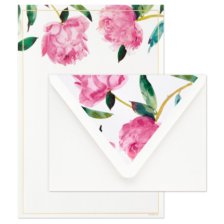 Hallmark Pink Peonies Stationery Set Box Of 20