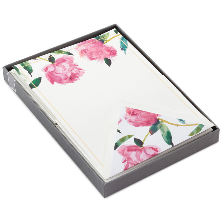 hallmark Pink Peonies Stationery Set Box of 20