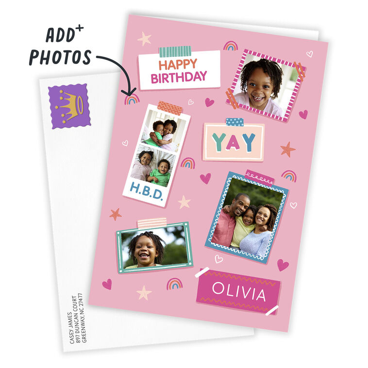 Hallmark Pink Photo Collage Custom Birthday Card
