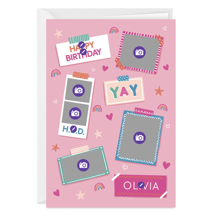 Hallmark Pink Photo Collage Custom Birthday Card