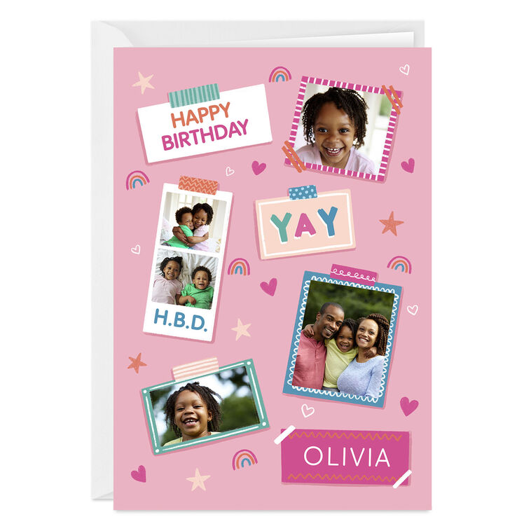 hallmark Pink Photo Collage Custom Birthday Card