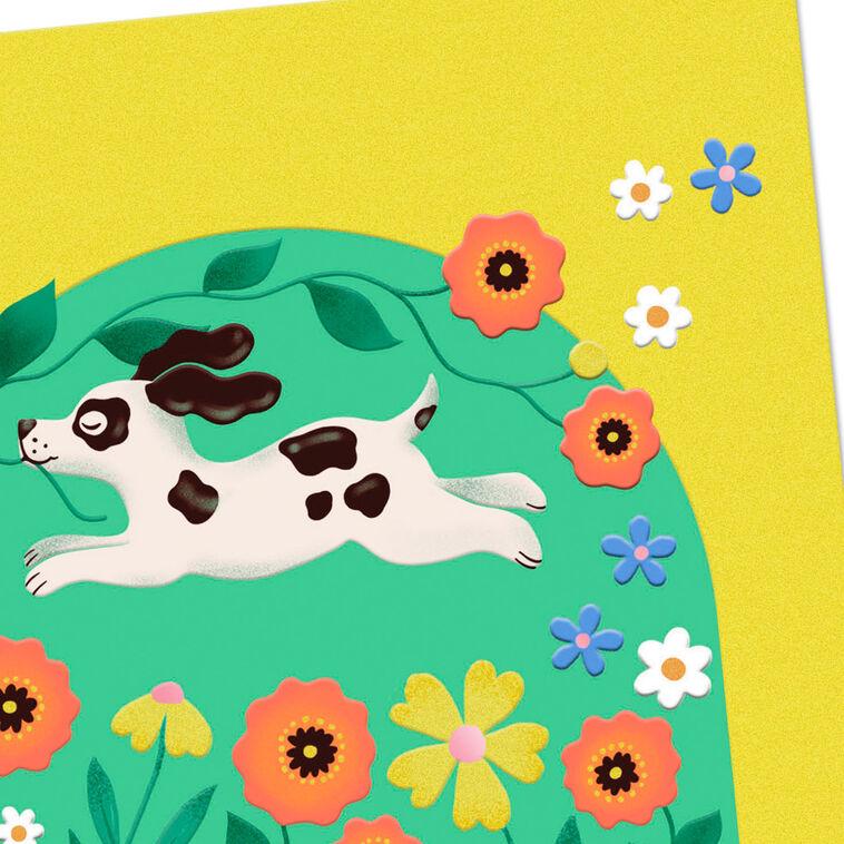 Hallmark Puppy Dog In Field Of Flowers Blank Card