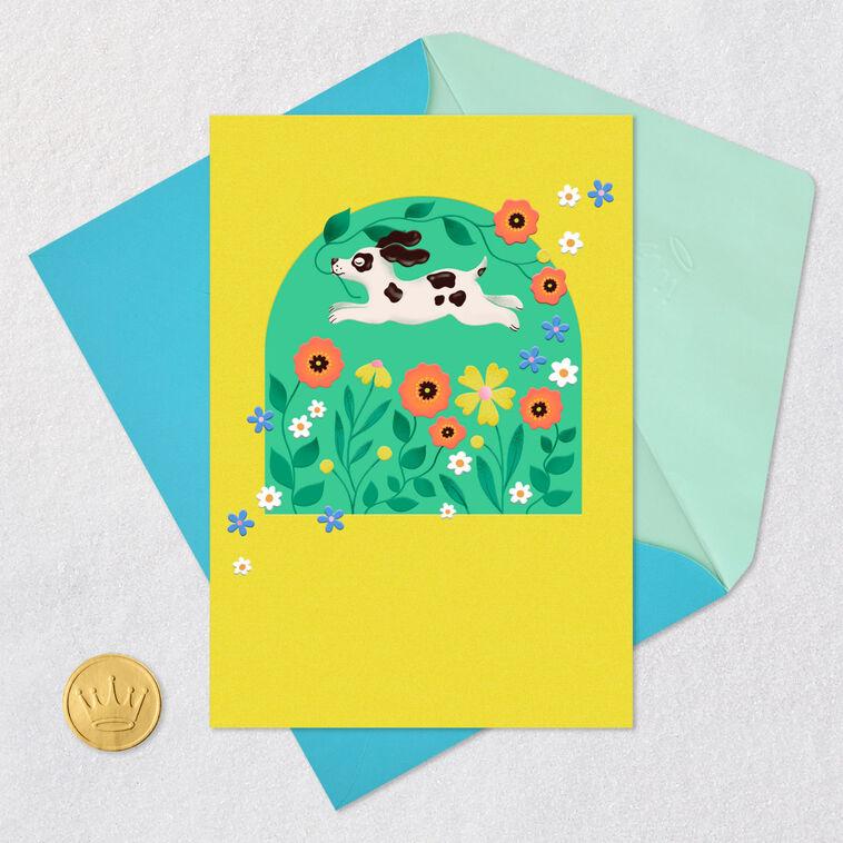 Hallmark Puppy Dog In Field Of Flowers Blank Card