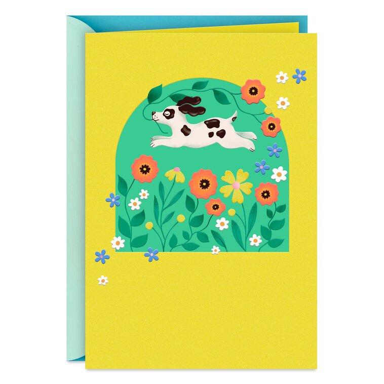hallmark Puppy Dog in Field of Flowers Blank Card