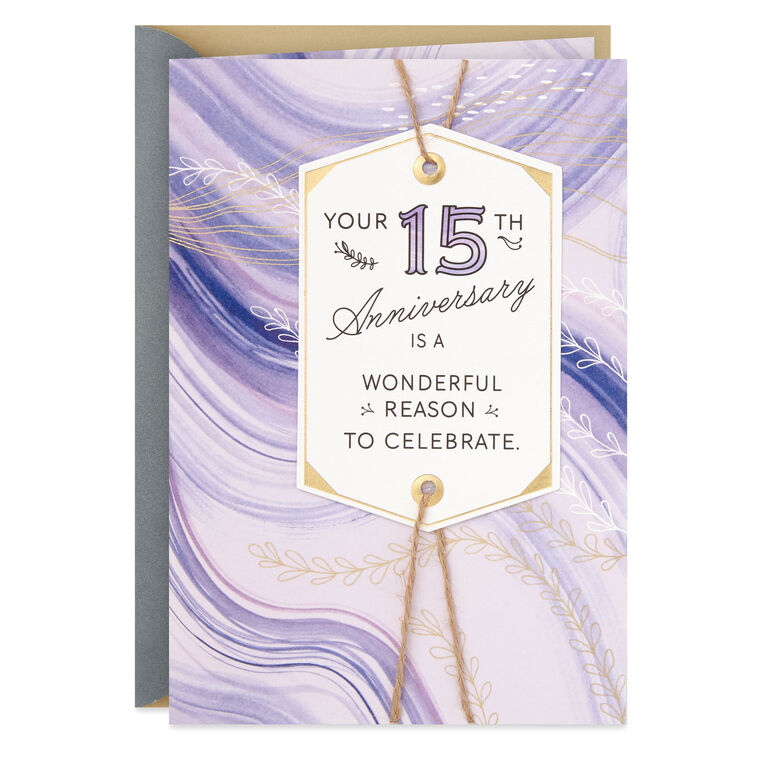 hallmark Purple Watercolor 15th Anniversary Card