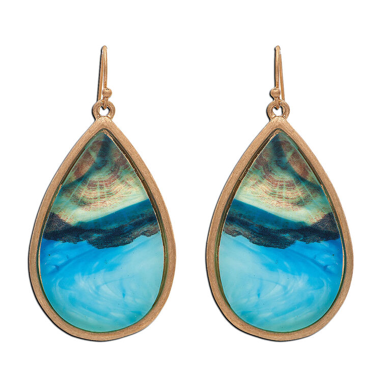 hallmark Rain Jewelry Seascape Scene Drop Earrings