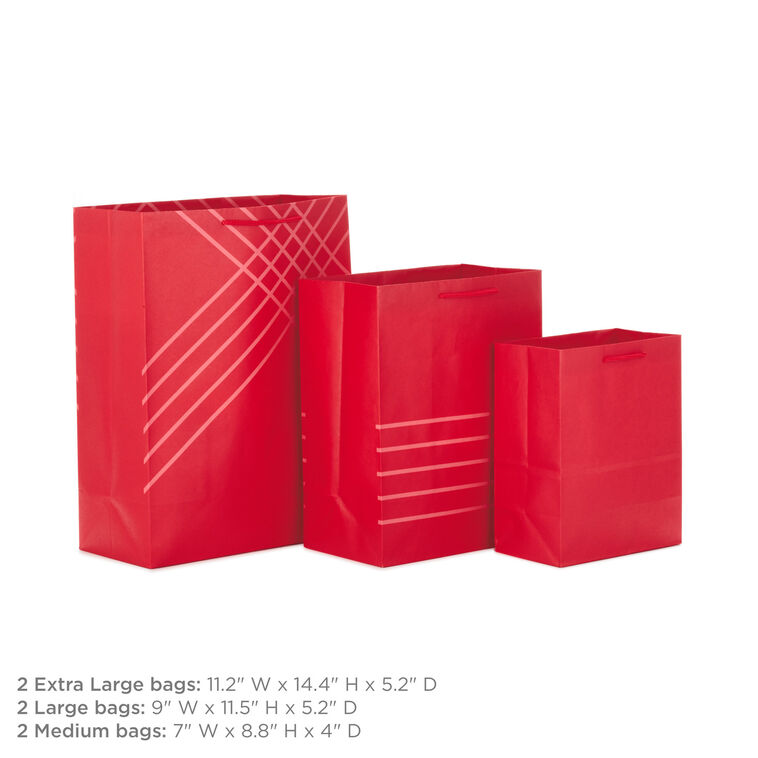 Hallmark Red Assorted Sizes 6-Pack Gift Bags