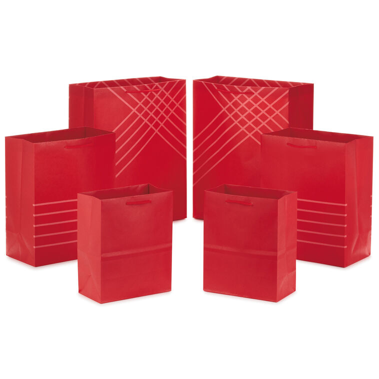 hallmark Red Assorted Sizes 6-Pack Gift Bags