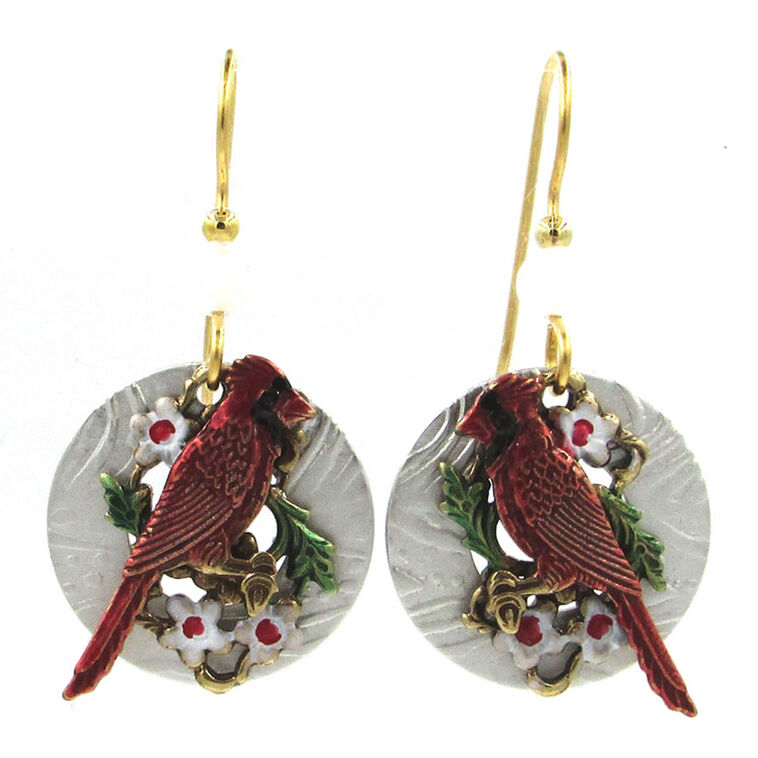 hallmark Red Cardinals Layered Metal Drop Earrings