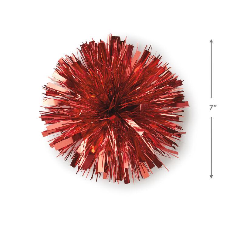 Hallmark Red Metallic Pom Pom Gift Bow 7"