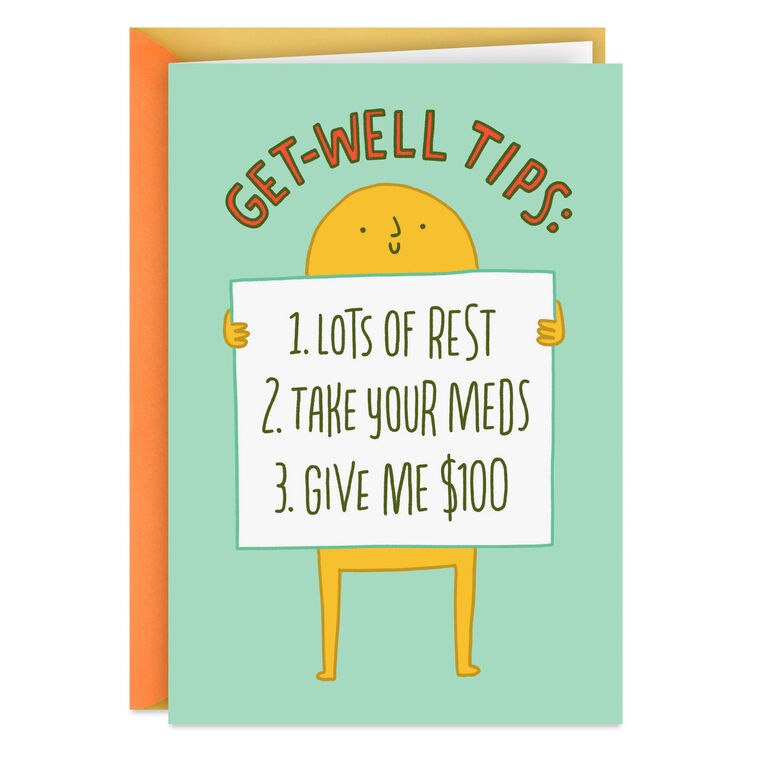 hallmark Rest Meds and Money Funny Get Well Card