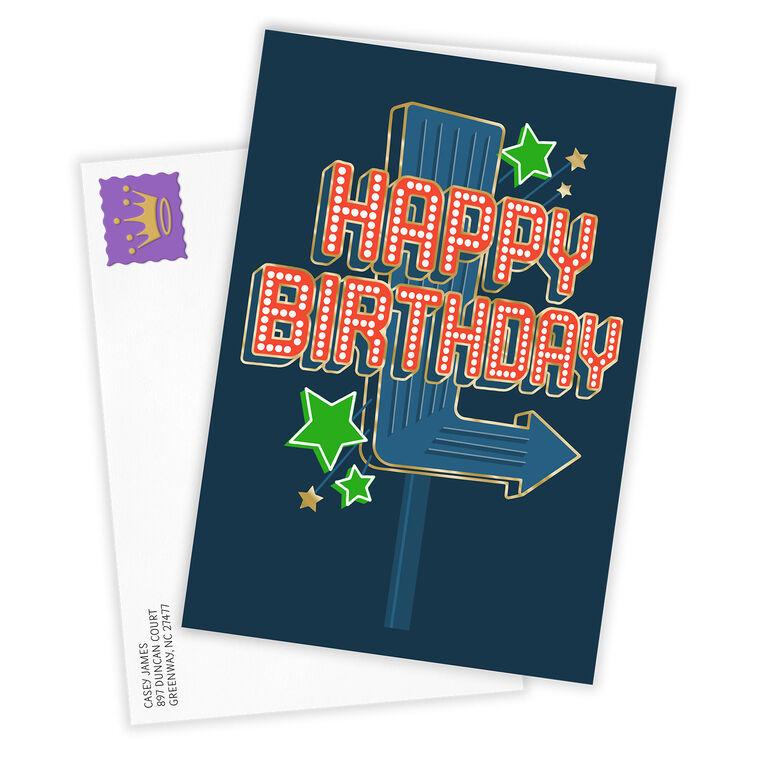 Hallmark Retro Neon Sign Custom Birthday Card