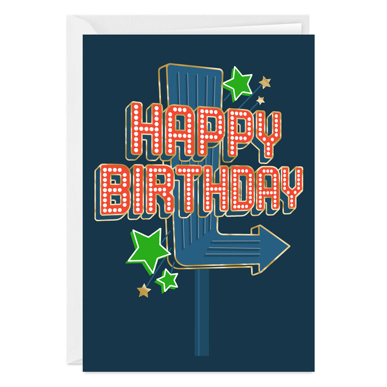 hallmark Retro Neon Sign Custom Birthday Card