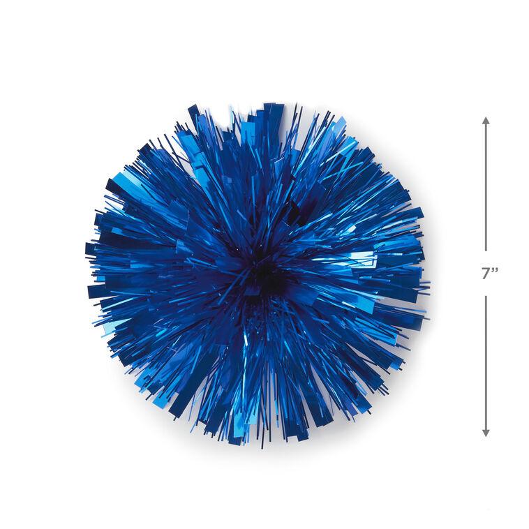 Hallmark Royal Blue Metallic Pom Pom Gift Bow 7"
