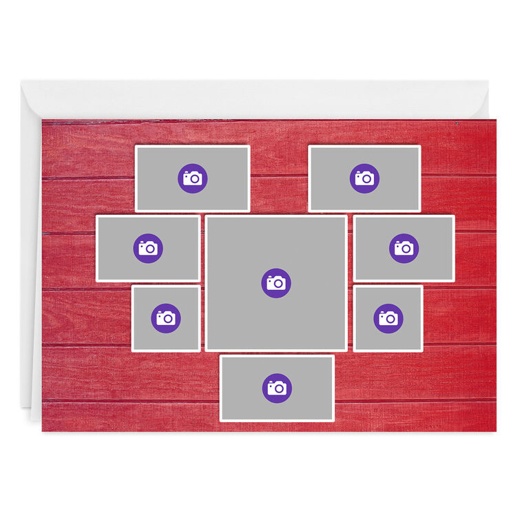 Hallmark Rustic Heart Collage On Red Custom Card