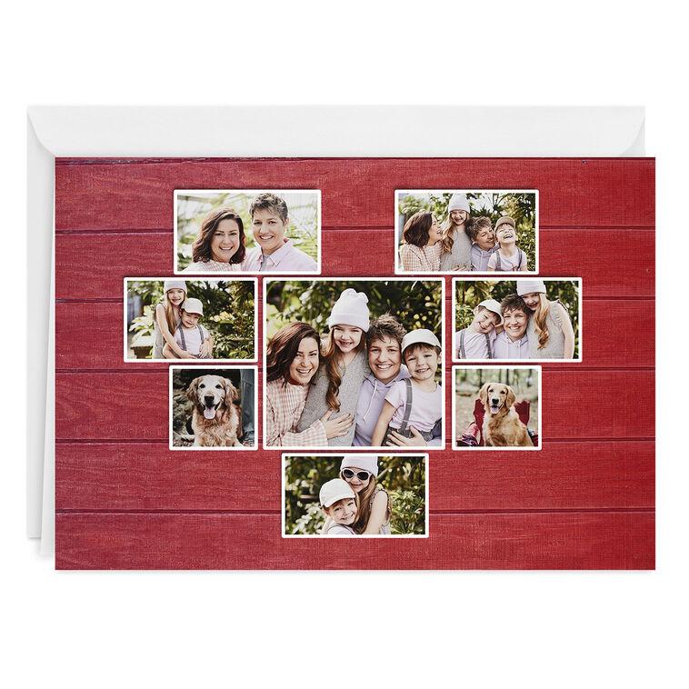 hallmark Rustic Heart Collage on Red Custom Card