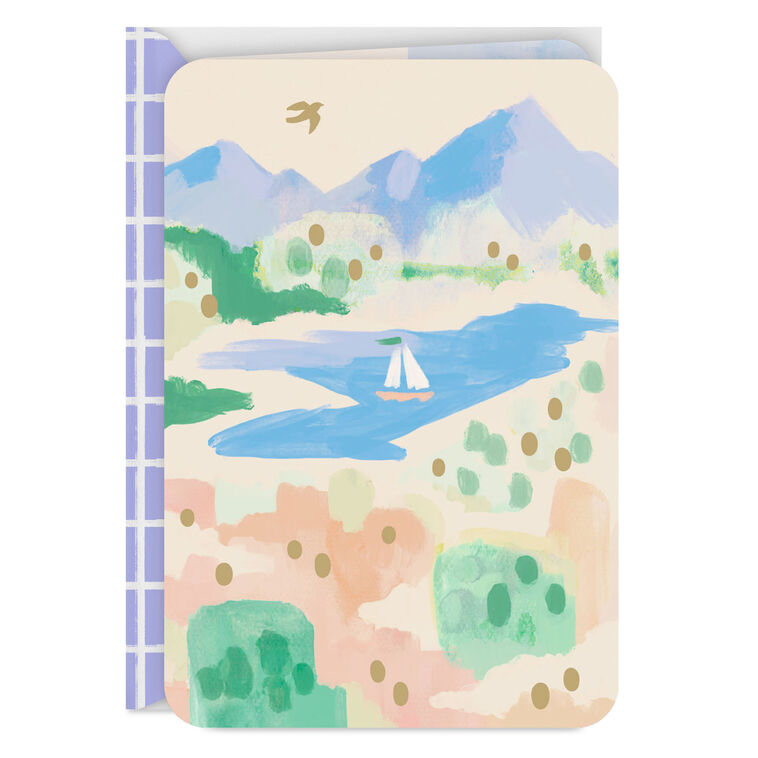 hallmark Sailboat on Mountain Lake Blank Card