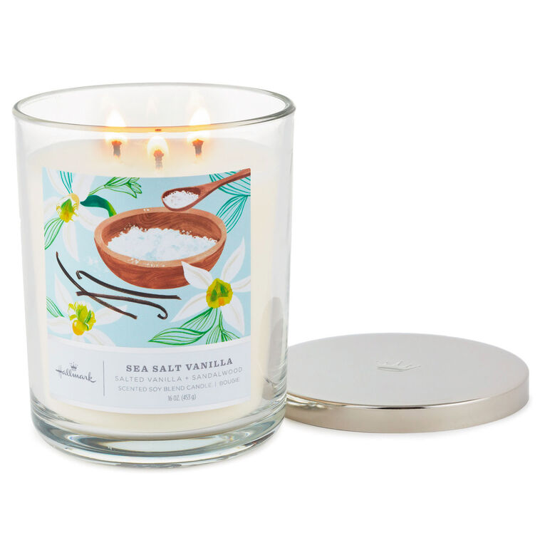 Hallmark Sea Salt Vanilla 3-Wick Jar Candle 16 Oz