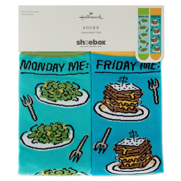 Hallmark Shoebox Monday Vs. Friday Funny Crew Socks