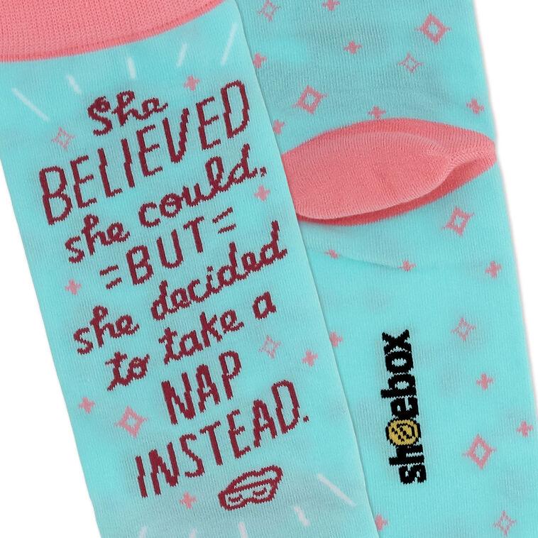 Hallmark Shoebox She Believed Funny Crew Socks