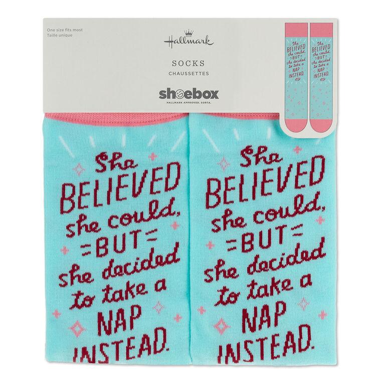 Hallmark Shoebox She Believed Funny Crew Socks