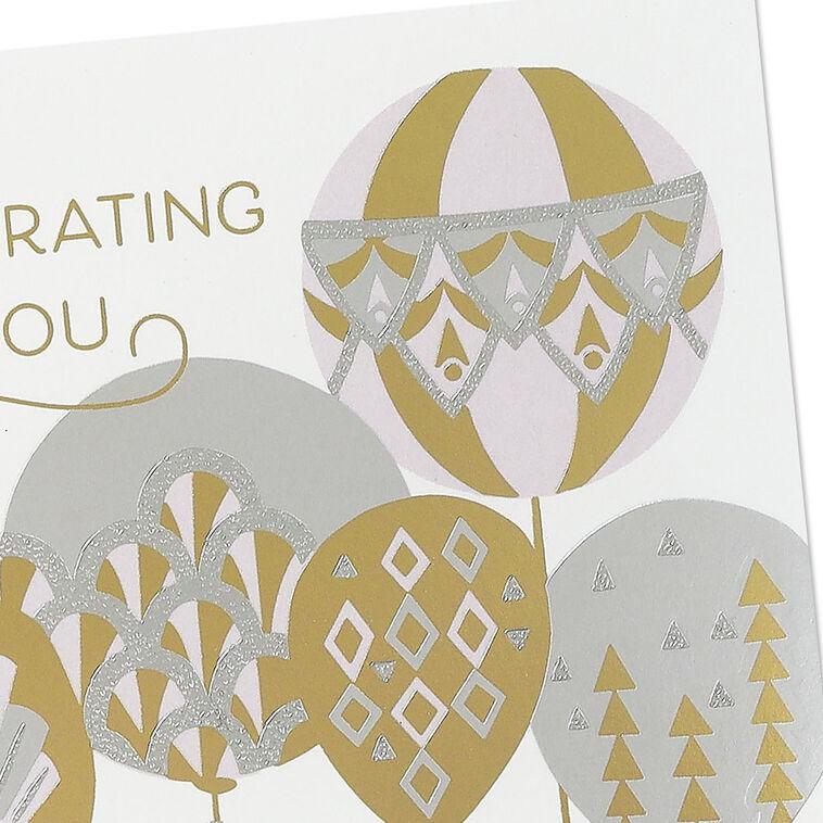 Hallmark Silver And Gold Balloons Birthday Card