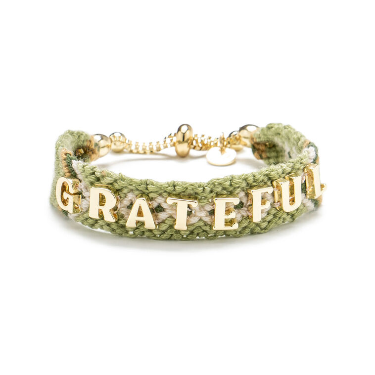 hallmark Soul Stacks Grateful Green Woven Bracelet