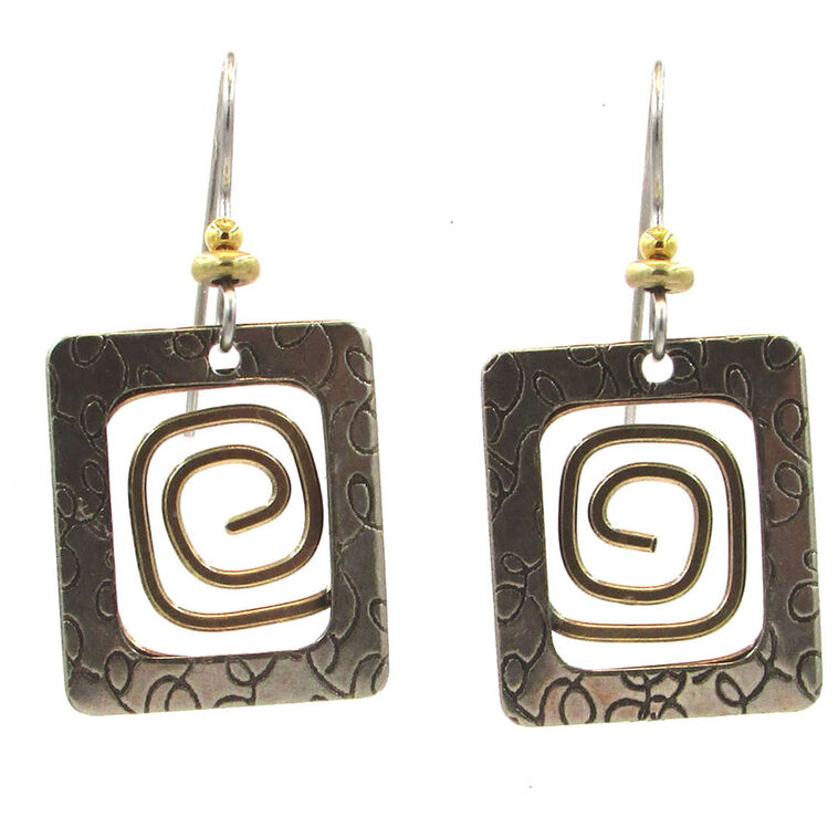 hallmark Square With Coil Metal Drop Earrings