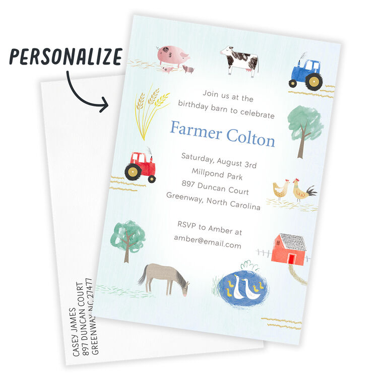 Hallmark Storybook Farm Flat Birthday Invitation