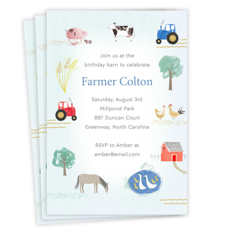 hallmark Storybook Farm Flat Birthday Invitation