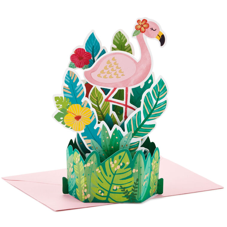 hallmark Sunny Hello Flamingo 3D Pop-Up Hello Card