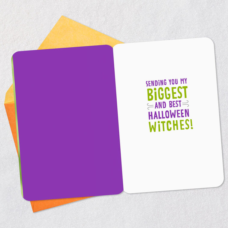 Hallmark Tabby Cat In Witch Hat Halloween Card