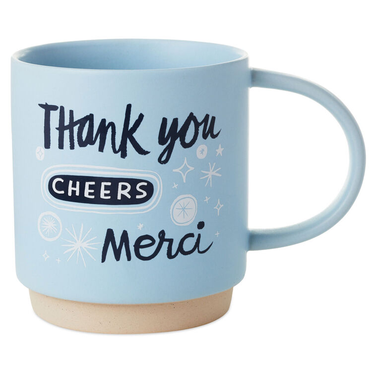 hallmark Thank You Cheers Merci Mug 16 oz
