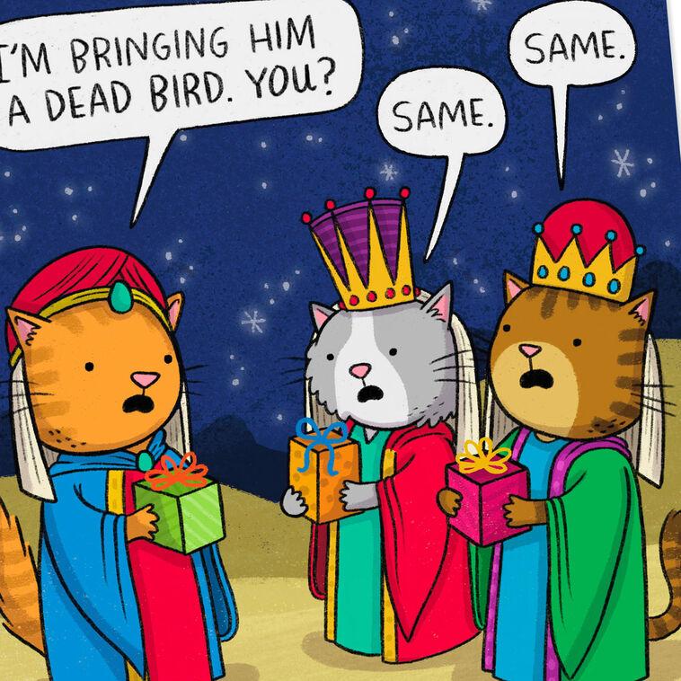 Hallmark The Three Wise Cats Funny Christmas Card