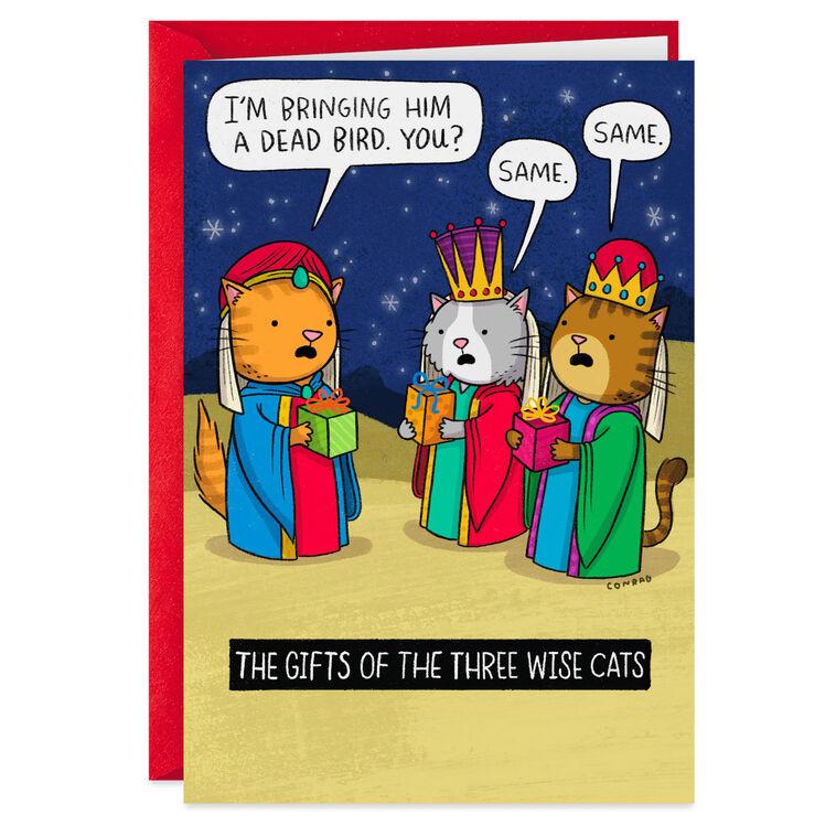 hallmark The Three Wise Cats Funny Christmas Card