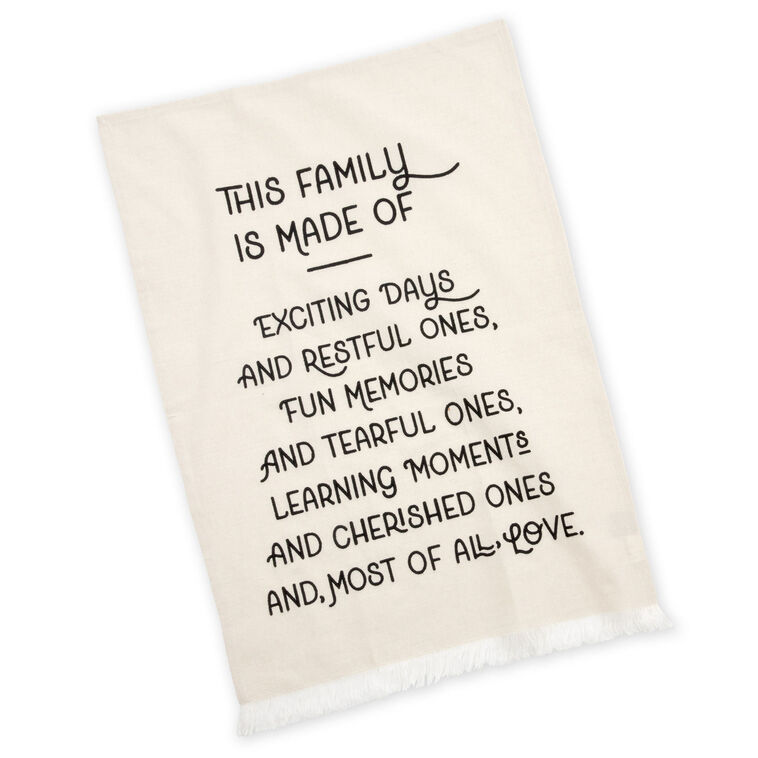 Hallmark This Family Tan Fringed Tea Towel 18x26