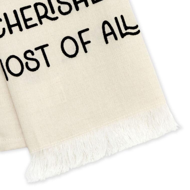 Hallmark This Family Tan Fringed Tea Towel 18x26