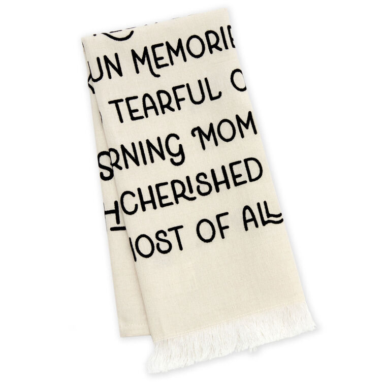 hallmark This Family Tan Fringed Tea Towel 18x26